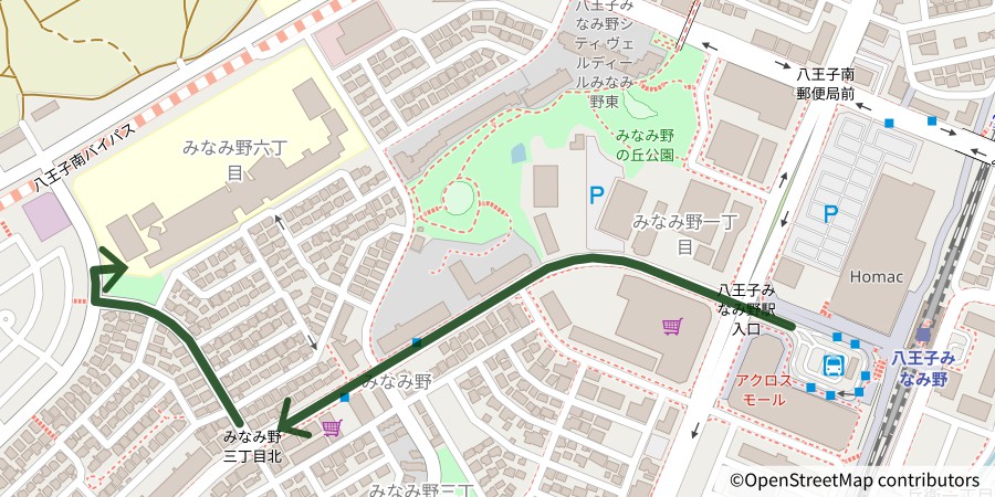 徒歩での経路